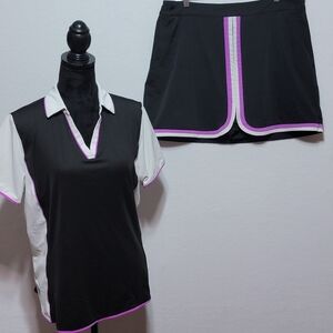 Lady Hagen Black, Purple,‎ and  White 2- Piece Skorts Set SIZE XL/14. #682